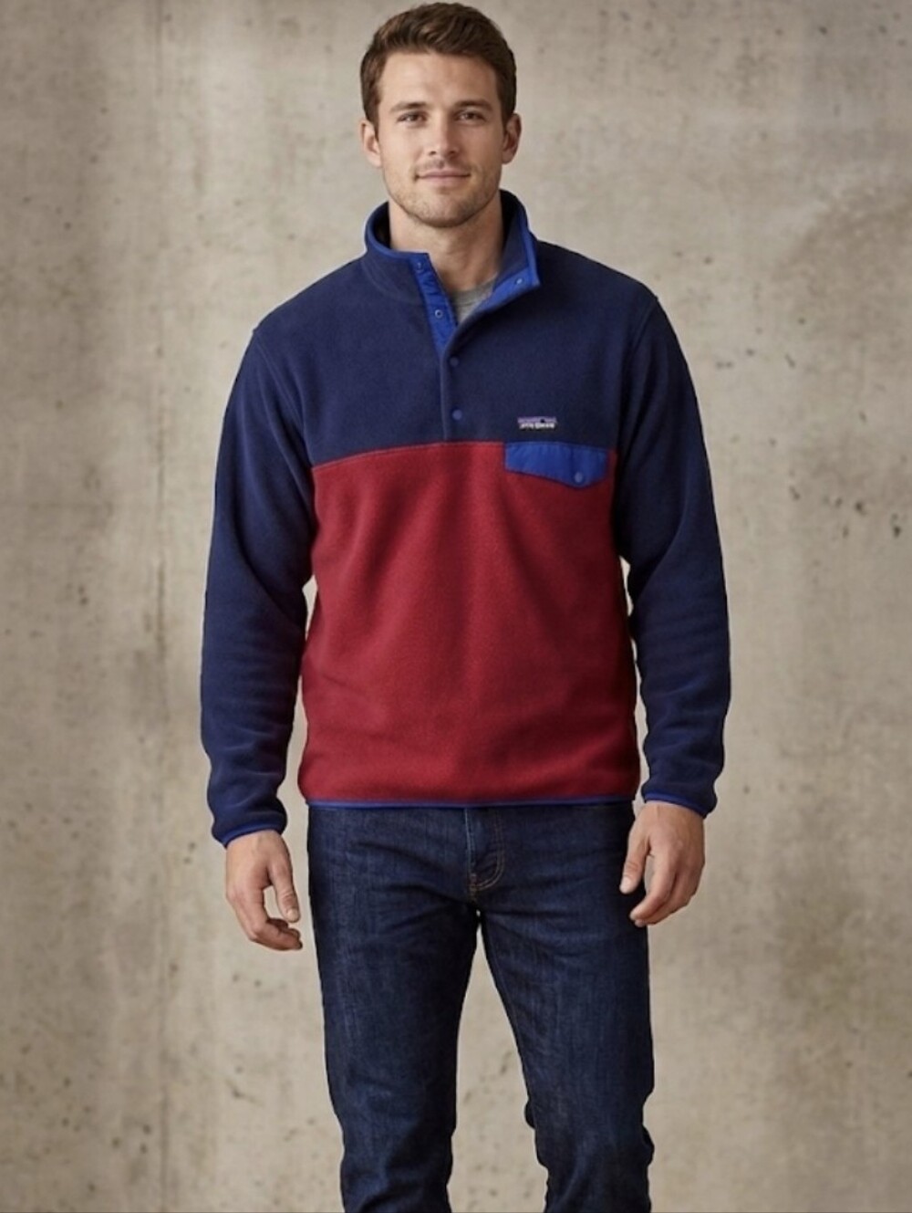 Patagonia Synchilla Snap-T Fleece Pullover Men's Medium Navy Red